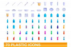 70 plastic icons set, cartoon style Product Image 1