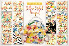 Yellow orchid bouquet PNG watercolor design set Product Image 2