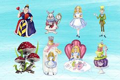 Alice in Wonderland Watercolor Clipart Images Product Image 5