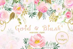 Gold &amp; blush watercolor flowers Product Image 1