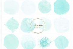 Mint Blue Watercolor Circles Clipart Product Image 3