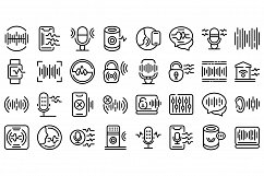 Speech recognition icons set, outline style Product Image 1