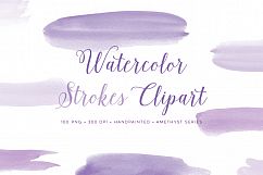 watercolor brush strokes purple clipart graphics - 100 PNG  Product Image 2