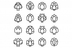 Artichoke icons set, outline style Product Image 1