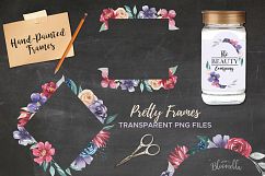 Jewel Frames Watercolor Clipart Border Red Blue Purple Flowers Florals Product Image 5