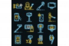 Selfie icon set vector neon Product Image 1