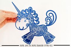 Unicorn paper cut SVG / DXF / EPS files Product Image 2