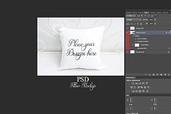 White pillow mock up cushion template mockup on blanket Product Image 6