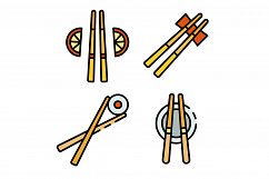 Chopsticks icons set vector flat Product Image 1