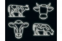 Cow icons set vector neon Product Image 1
