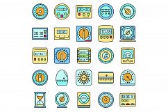 Time measure icon set line color vector Product Image 1