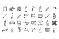 City tattoo studio icons set, outline style Product Image 1