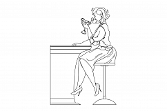 Martini Beverage Drink Girl At Bar Counter Vector Product Image 1