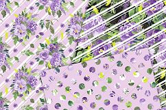 Purple Watercolor Floral Digital Paper Product Image 4