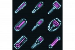 Thermometer icon set vector neon Product Image 1