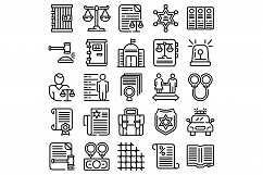 Criminal justice icons set, outline style Product Image 1