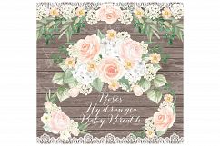 Watercolor Rustic Rose Peach wreath clip art Product Image 1