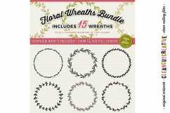 FLORAL MEGA BUNDLE 30 wreaths, laurels and hearts leaf frames - SVG DXF EPS PNG - for Cricut and Silhouette Cameo - clean cutting digital files Product Image 2