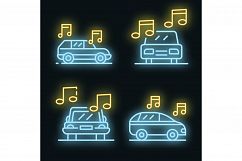 Car audio icons set vector neon Product Image 1