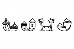 Hammock icons set, outline style Product Image 1