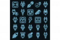 Plug wire icons set vector neon Product Image 1