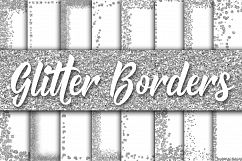 Silver Glitter Borders Digital Paper Product Image 1