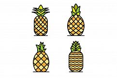 Pineapple icons set vector flat Product Image 1