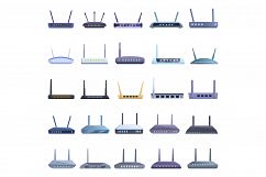 Modem icons set, cartoon style Product Image 1