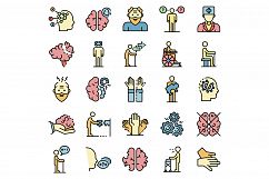 Alzheimers disease icons set vector flat Product Image 1