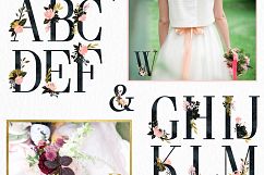 Blush pink Gold Black. Watercolour flowers Digital clipart designer kit. Product Image 5