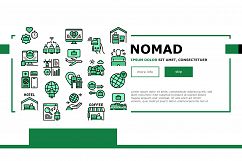 Digital Nomad Worker Landing Header Vector Product Image 1