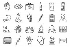 Human measles icons set, outline style Product Image 1