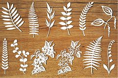 Leaves and flowers SVG files for Silhouette Cameo and Cricut. Leaves and flowers clipart PNG transparent included. Product Image 1
