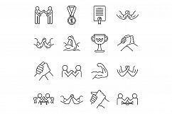 Sport arm wrestling icons set, outline style Product Image 1