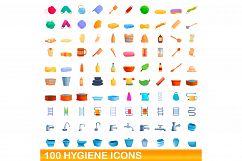 100 hygiene icons set, cartoon style Product Image 1