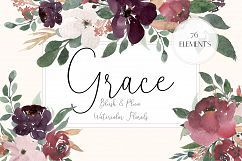 Grace - Blush &amp; Plum Watercolor Florals Product Image 1