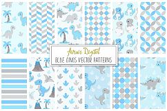 Cute Blue Dinosaur Seamless Digital Paper and Vector Patterns Product Image 1