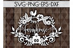 Farmhouse SVG Cutting File, Rustic Papercut DXF, EPS, PNG Product Image 1