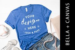 Heather True Royal Bella Canvas 3001 T-Shirt Mockup Product Image 1