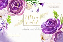 Ultra violet watercolor flowers Product Image 7