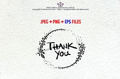 Thank You graphic, with floral clipart, jpg, png and eps file Product Image 1