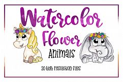 Boho Animal Clipart-Watercolor Clipart-Animal Clipart-Cute-Cartoon-Forest Animals-Watercolor Animal-flowerchild Product Image 1