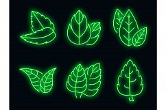 Mint icons set vector neon Product Image 1