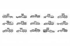 Construction grader machine icons set, outline style Product Image 1