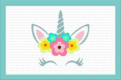 Unicorn head with flowers SVG cutitng file DXF PNG EPS JPG Product Image 1