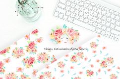 Watercolor flowers clip art. For wedding invitations, scrapbook, thank you card, logo creations. BOHO, Hand painted Watercolor floral Product Image 4