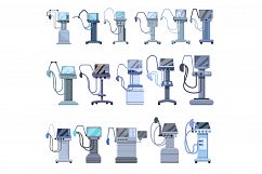 Ventilator Medical Machine icons set, cartoon style Product Image 1