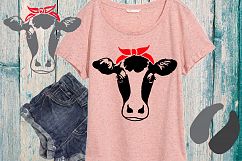 Cow Head whit Bandana SVG, cowboy, western, Farm Milk 777S Product Image 1