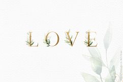Gold leaf watercolor alphabet clipart Product Image 4
