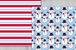 Snowman Digital Paper, Christmas Background, Holiday Pattern, Snowflakes Background, Winter Pattern, Xmas Background, Snowman Clipart. Product Image 3